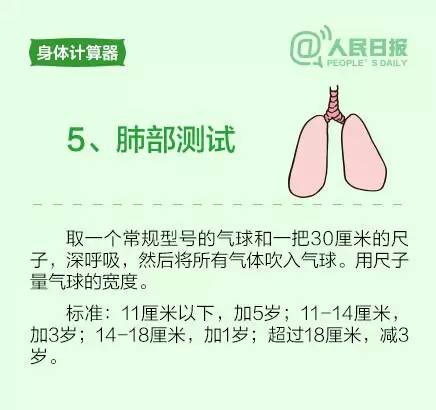 肺部功能测试，对比身体年龄和实际年龄