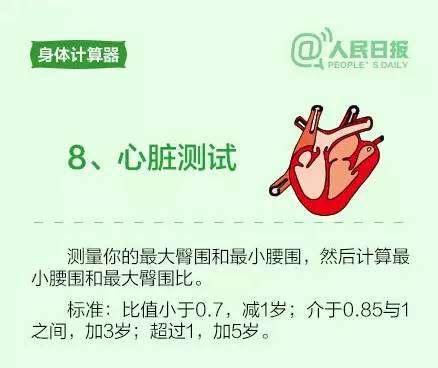 心脏测试，对比身体年龄和实际年龄