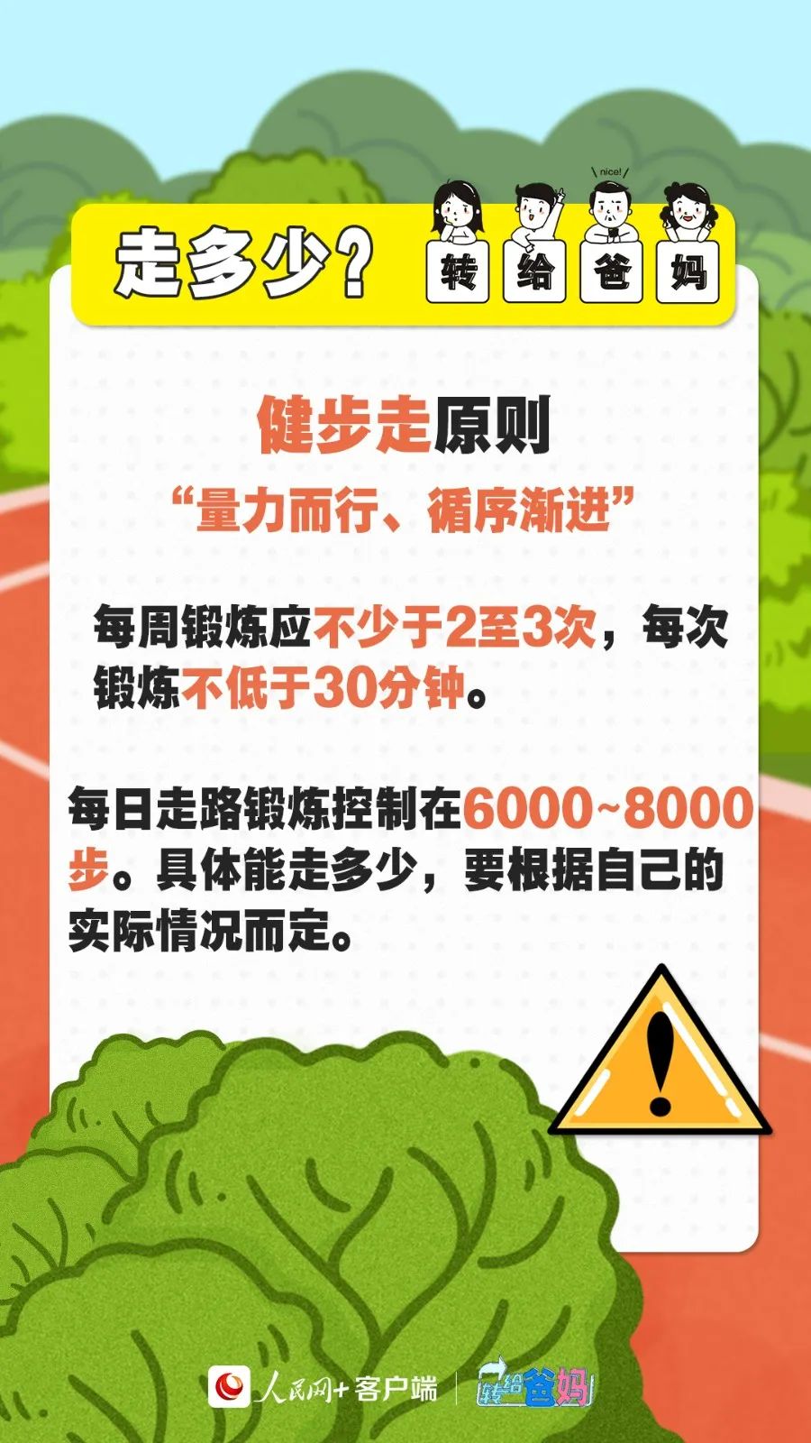 健步走原则，量力而行，循序渐进